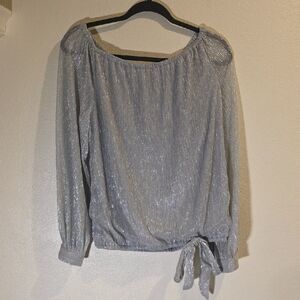 CeCe Shimmery Silver Top